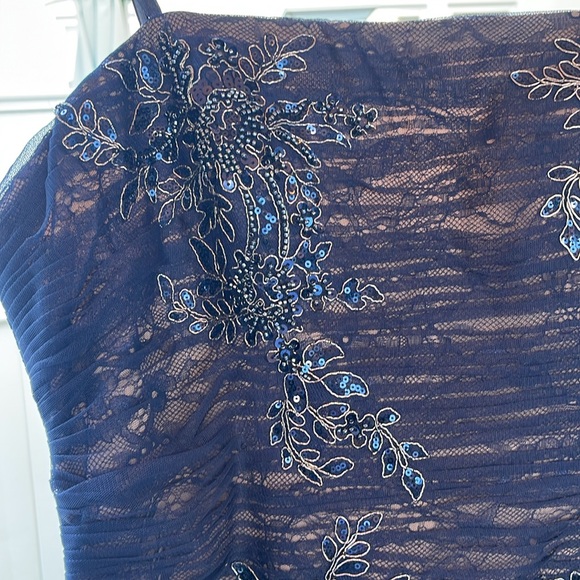 XSCAPE - Strapless Applique Tiered Mesh Ruffle Gown - Picture 7 of 16